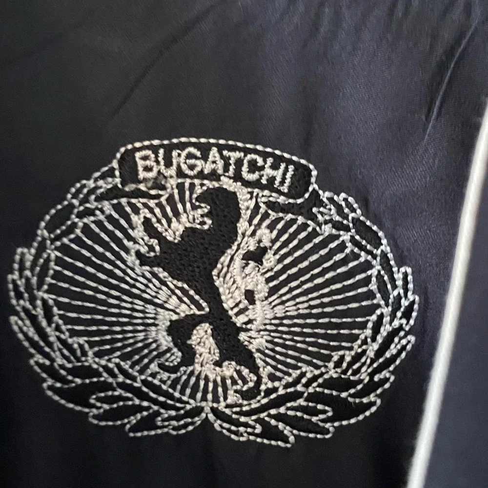Bugatchi Men Lg Black Shaped Fit Long Sleeve Button Down Shirt Contrast Stitch
